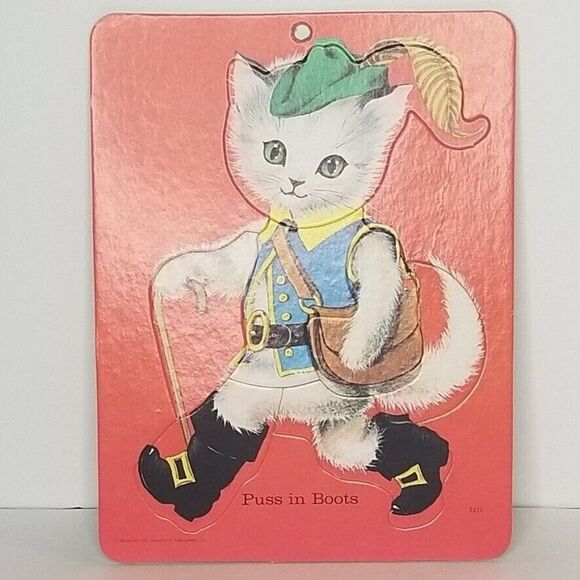 Vintage Saalfield Mother Goose Preschool 4 Inlaid Puzzles Puss in Boots 1965 - Picture 9 of 12